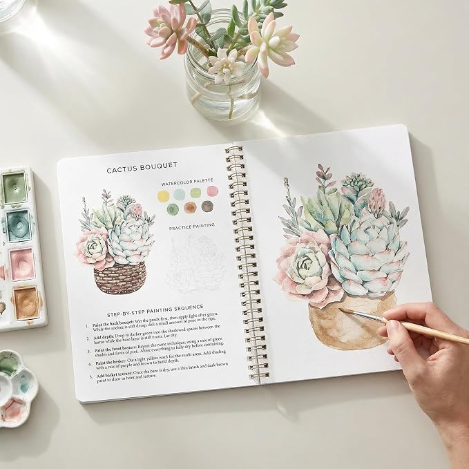 Beautiful Watercolor Book for Beginners - Guided Painting Workbook | 12 Botanical Designs on Quality Paper - Relaxing Watercolor Activity Book for Adults and the Perfect Art Gift for Women