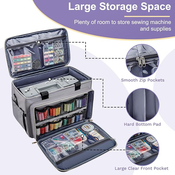 Anitor Sewing Machine Carrying Case with Removable Bottom Padding