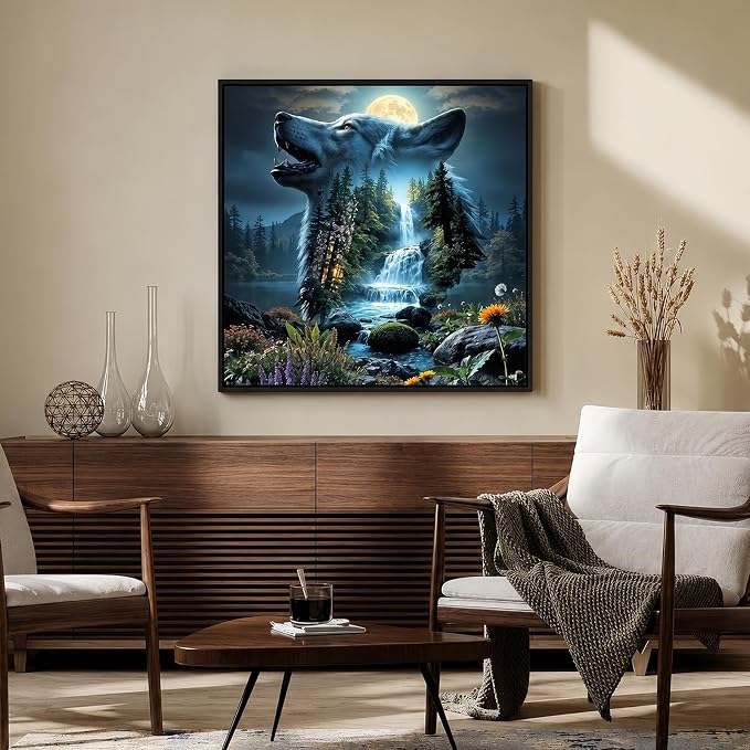 Mosaflare 5D Wolf Diamond Painting Kits for Adults 13.7x13.7 Inch