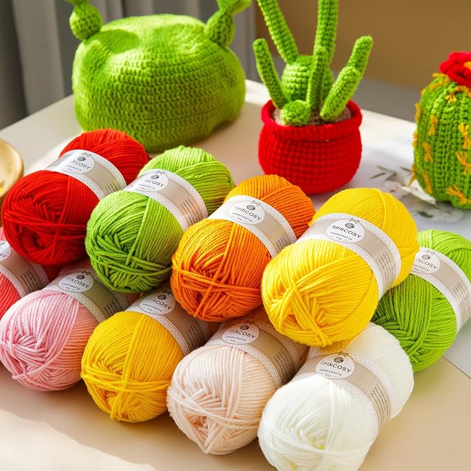 2 Pcs Crochet Yarn, Feels Soft 280 Yards Assorted Colors 4ply Acrylic Yarn for Crochet & Hand Knitting - Bright Red