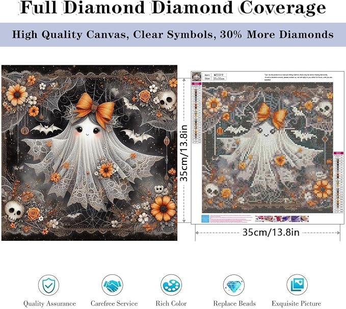 HHMATITS Halloween Diamond Art Kits for Adults 14X14IN