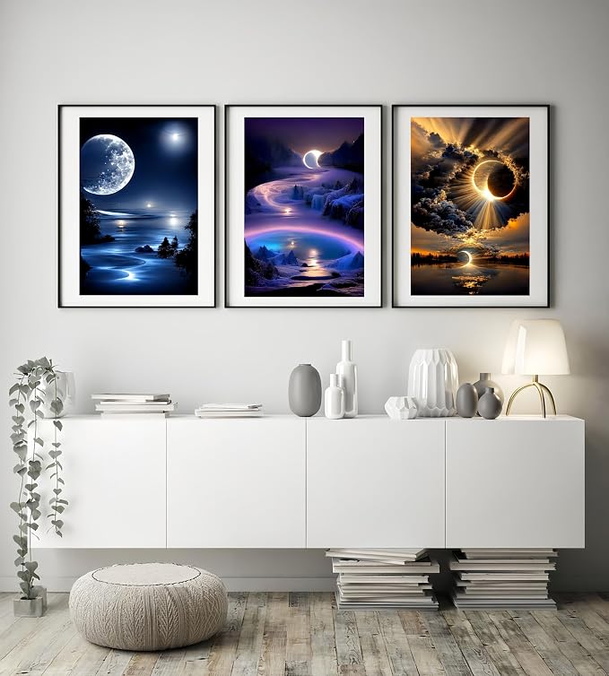 5DDIYART 12 Pack Landscape Diamond Painting Kits for Adults | Moon 5D Diamond Art for Adult Beginners,Bulk DIY Full Drill Round Gem Paintings Dot Art Sets,Home Wall Decor 9.8x13.8 Inch
