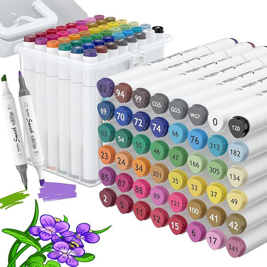 48 Colors Alcohol Markers, Dual Tip Art Markers with Fine Tip & Chisel Tips for Coloring, Illustrations, Drawing, Sketching for Adults