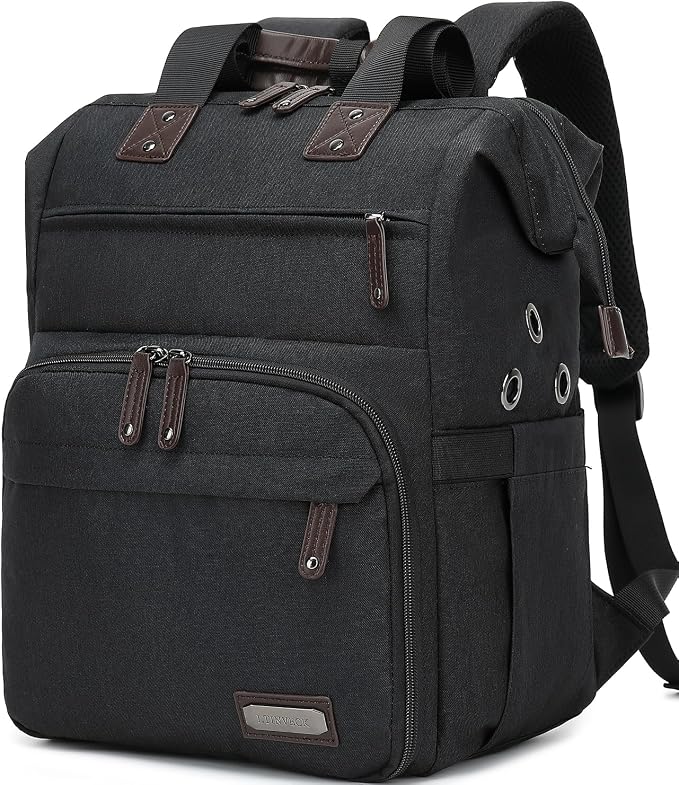 Knitting Bag Backpack Yarn Storage Organizer Travel Bag with USB Charging Port, Tote Bag Holder for Knitting Needles, Crochet Hooks, Accessories - Black