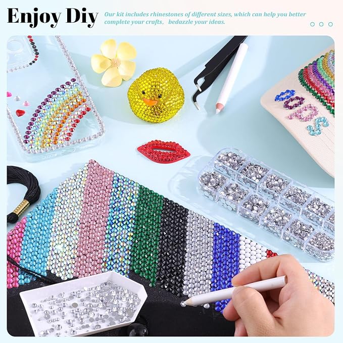 12100Pcs Resin Rhinestones for Crafting with 3Pcs 10ml B7000 Jewelry Glue, 2 Boxes Flatback Crystals Diamond (Teal Blue) for Bedazzling Crafts DIY Nail Art，Non Hotfix Gems for Clothing Shoes
