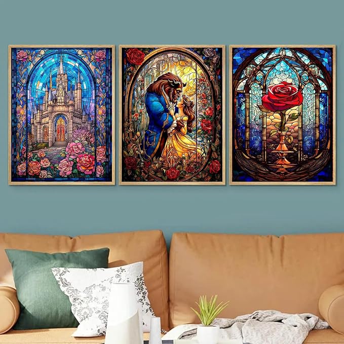 VeGuude Diamond Art Kits for Adults - 3 Pack Cartoon Diamond Painting for Beginners, Diamond Dots Round 5D Full Drill Paint with Diamonds Pictures Gem Art Painting Kits DIY Crafts Kits 12x16inch