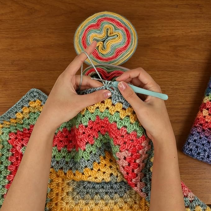 Coopay Crochet Kit for Beginner Crochet Blanket Kit w/Step-by-Step Tutorial | Granny Square Blanket kits with 600g Crochet Yarn, Hooks & Complete Tools, Crochet Blanket Kit Gift for Adults & Beginners