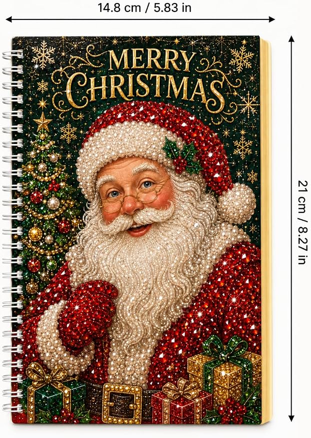 100 Pages DIY Christmas Pearl Diamond Art Painting Notebook，Style A