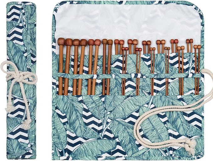 Aeelike 18 Pairs Bamboo Knitting Needles Set, 2mm-8mm Wood Needle, Type A