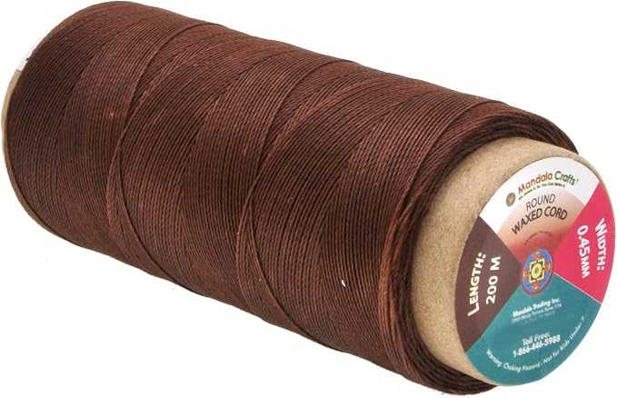 Mandala Crafts 200M 0.45mm Russet Brown Leather Sewing Round Waxed Thread