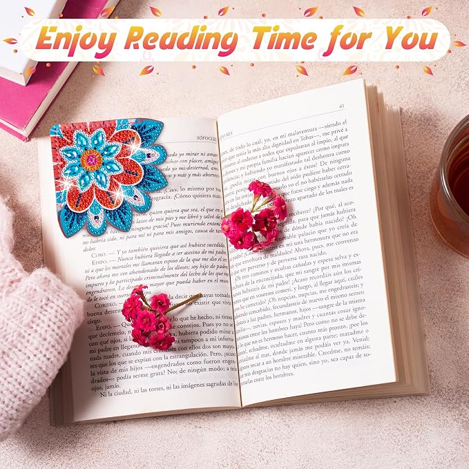 WIVICO 4Pcs Diamond Painting Bookmarks, Diamond Pearl Art Kits for Adults | DIY Diamond Dots Paint By Numbers Kit,Gifts for Book Lovers(Mandala B)