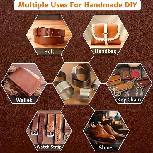 Leather Circle Cutter Tool Set, 8 Pieces Circle Punch Tools 15 20 25 30 35 40 45 50mm, High Carbon Steel Round Cutting Dies - Leather Hole Punch Tool Kit for DIY Leathercrafts