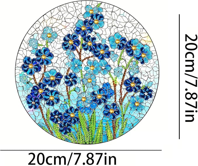 RYMILIE Hanging Diamond Art Kits for Adults Blue Flowers 8x8inch