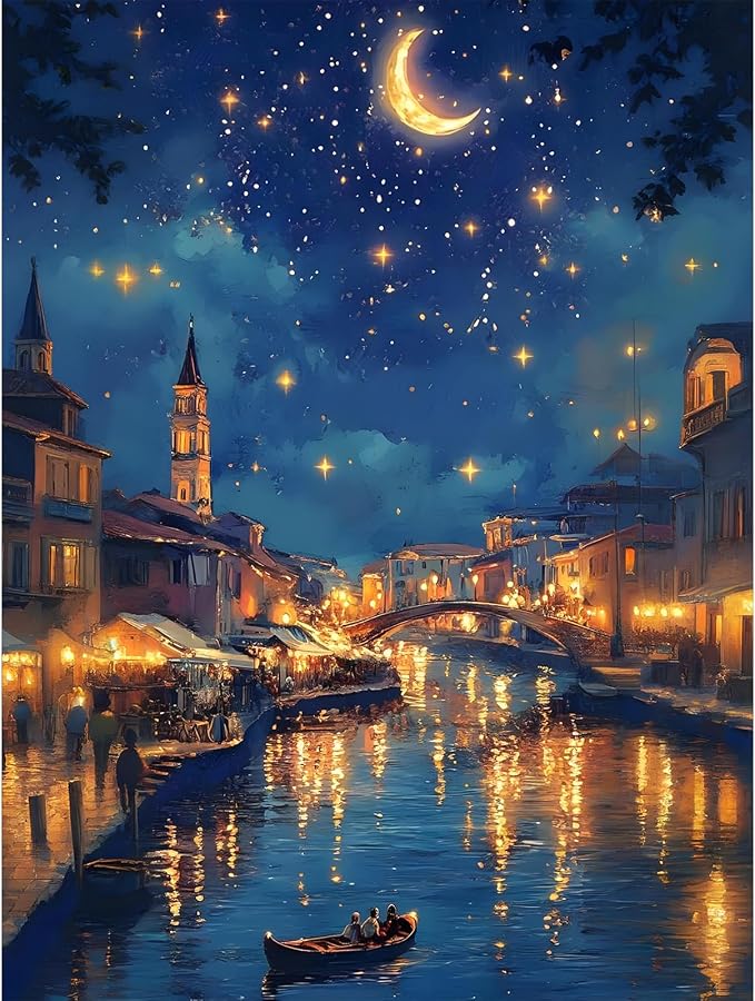 GEEHEIY Diamond Art Kits for Adults, 5D Starry Night Diamond Painting Kit