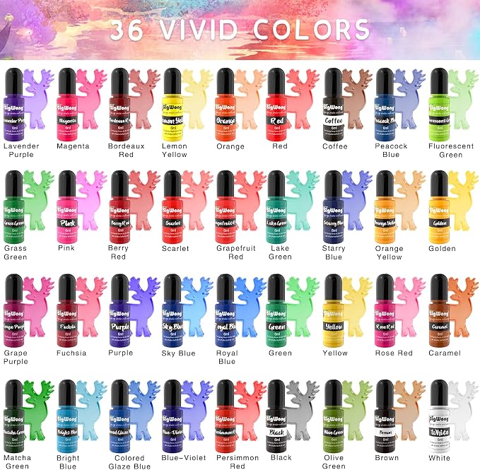 Epoxy Resin Pigment - 36 Color Liquid Translucent Colorant, Highly Concentrated Dye for DIY Jewelry Making, AB Coloring Paint, Craft 6ml Each