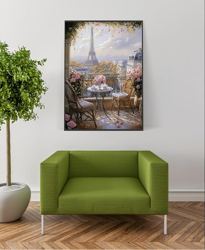 5DDIYART Paris Eiffel Tower Diamond Art Kits for Adults | 5D Diamond Painting for Adult Beginners, DIY Full Drill Round Gem Painting Art for Adults, Home Wall Decor 11.8x15.7 Inch