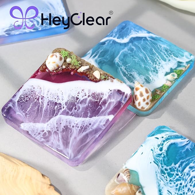 HeyClear Coaster Resin Molds Silicone, 6-Cavity Square Epoxy Resin Mold | for Crafts DIY Tray, Cup Coasters, Flower Bouquet Preservation, Resin Art, Home Decoration, Flexible, Easy to Clean & Demold