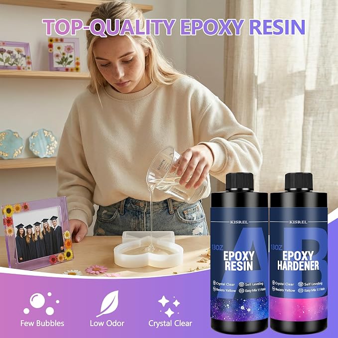 KISREL 26oz Epoxy Resin Kit for Beginners, Resin Kit with Photo Frame Molds | 26oz Epoxy Resin with Photo Frame Molds, Gift for Couples, Family, Friends, Birthday, Graduation, Wedding