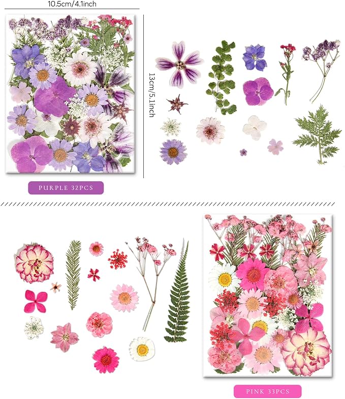 110+PCS Pressed Flowers for Resin Molds, Colorful-A | Real Dried Flower Leaves, For Resin Jewelry Making, For Scrapbooking Crafts DIY, For Soap Candles Making, For Nails Décor