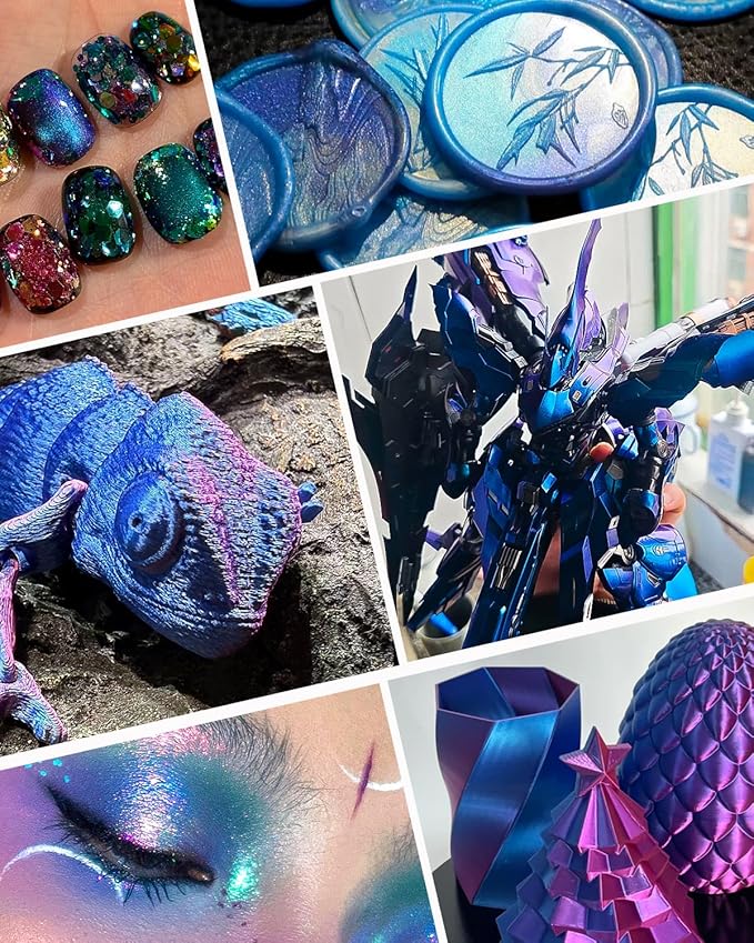 Chameleon Mica Powder, 10 Colors Shift Mica Powder for Epoxy Resin, Tumbler, Saturated Color Shifting Chrome Pigment Powders for Painting, Slime, Nails, Soap Making