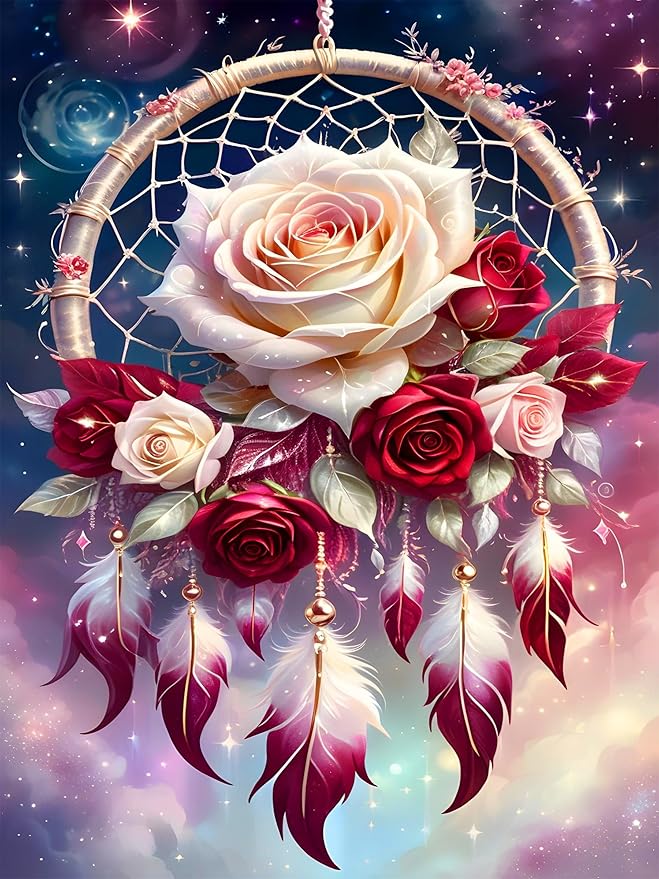 ijbnhd Rose Dream Catcher Diamond Painting Art Kit for Adults 12x16inch
