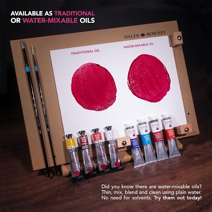 Daler Rowney Georgian 10-Tube Selection Water Mixable Oil Paint Set - Art Paints for Canvas Paper and More - Oil Painting Supplies for Artists and Students - Artist Oil Paint for Any Skill Set