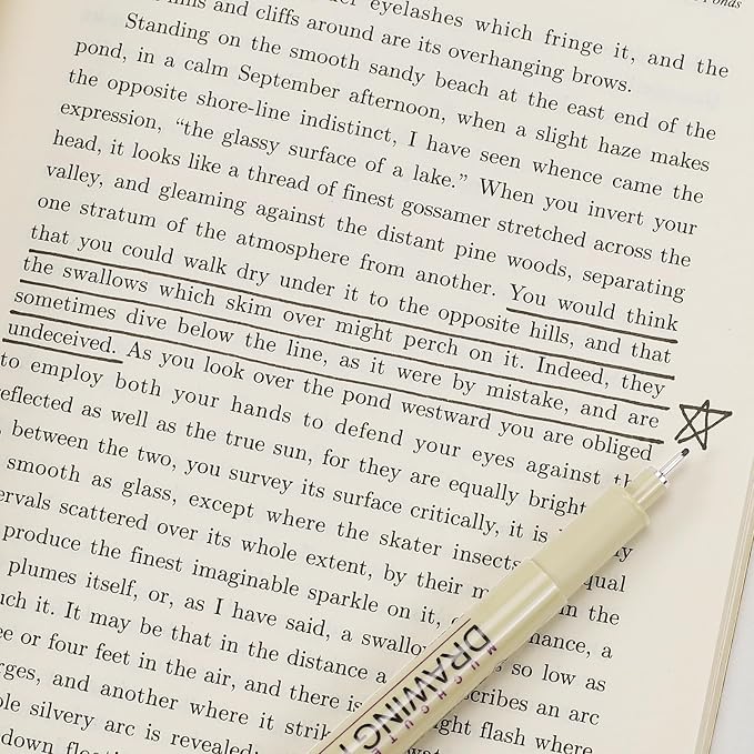 Muchcute 05 Fine Point Writing Pens: 6 Black 0.45mm Smooth No Bleed Bible | Ultra Thin Annotation Pen Journaling Bible Study Supplies, Waterproof 05 Micro Line Tip Fineliner Gel Felt Ink Markers Stuff