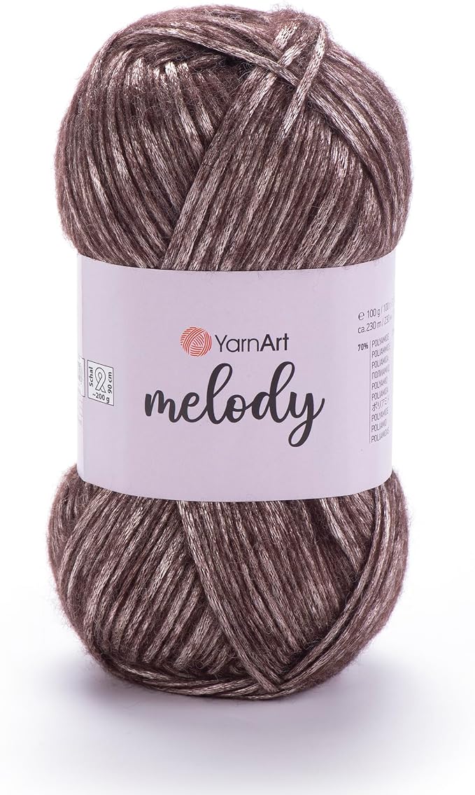 YarnArt Melody Variegated Chainette – Metallic Sheen Fiber for Knitting, Crochet & Embroidery, 100g (3.5 oz) Skein, 230m (251 yd), Premium Blend of 70% Polyamide 21% Acrylic 9% Wool (885)