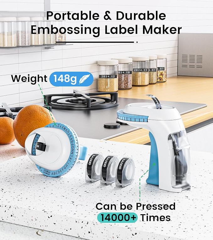 Embossing Label Maker Vintage Manual with 3 Rolls 3D Label Tapes