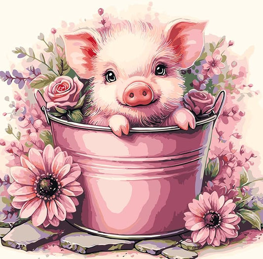 DOTSTART Paint by Numbers Kit for Adults, Cute Pig Paint by Number Kits | Acrylic Paint by Number Canvas for Adult Beginners, Easy DIY Canvas Craft for Relaxing Home Wall Decor, 16X16 inch