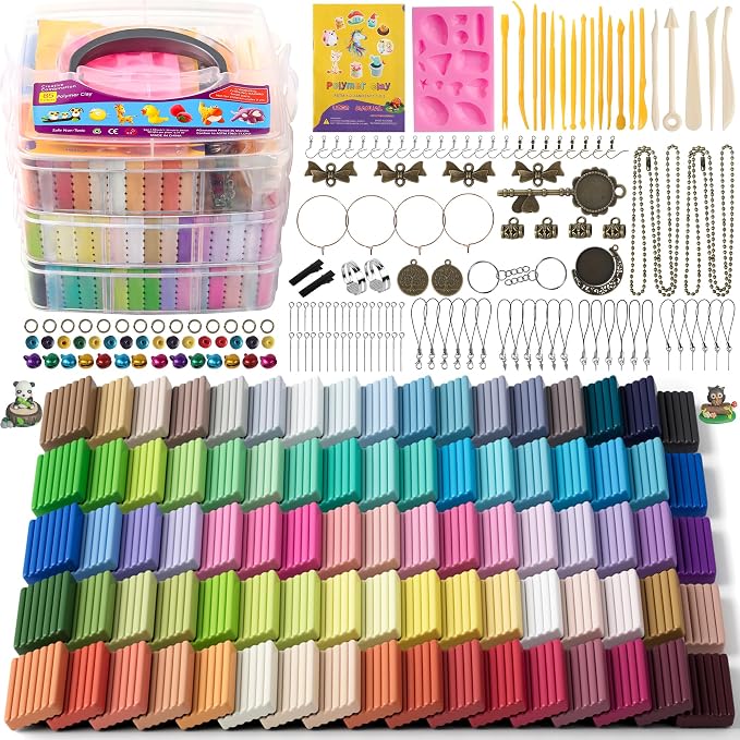 Aestd-ST Polymer Clay Kit 85 Colors, Oven Bake Modeling Clay for Kids | Molding Clay Kit, 20 Sculpting Tools, DIY Accessory, Easy to Shape, Non-Sticky, Colorful, Storage Box, Gift for Kids & Adults