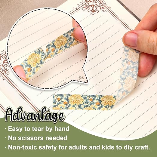 Whaline 12 Rolls Washi Tape Masking Tape Set, Vintage Floral | Greenery Flower Botanical, Wrapping Paper Tapes Boxed, for Scrapbook Journal DIY Art Crafts, 0.6 In x 16.4 Ft
