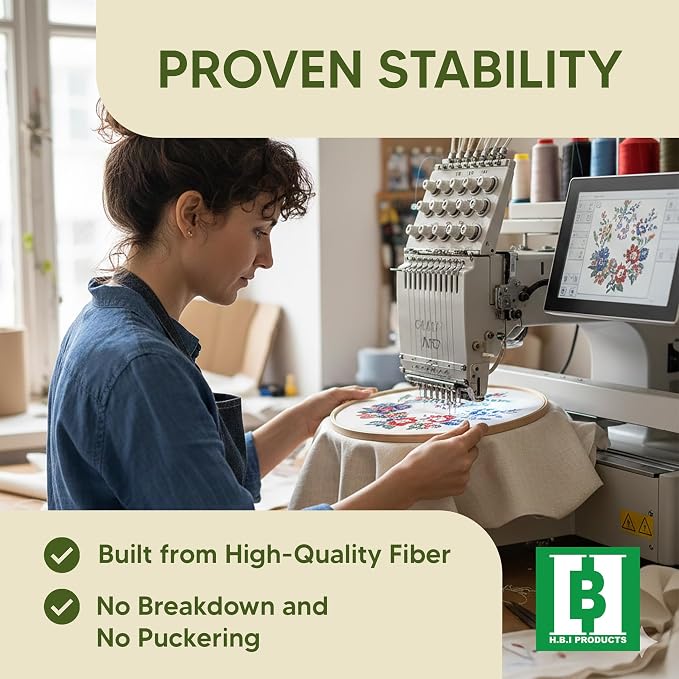 HBI Cut Away Embroidery Stabilizer Sheets, 8 x 8 in, 200 Pack | 2.5 oz precut cutaway backing, 4x4 hoops, knit and stretch fabrics, prevents puckering, machine embroidery, USA made