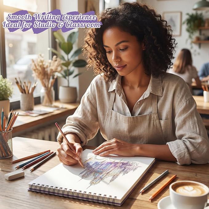 Prudiut Sketch Book 4 Pack, 8.5 × 11 Inch, Violet, Spiral Bound | 50 Sheets Each, 68 Lb Acid-Free Paper, Perforated Pages, Hard Back Cover, for Pencil, Charcoal, Colored Pencil And Gel Pen