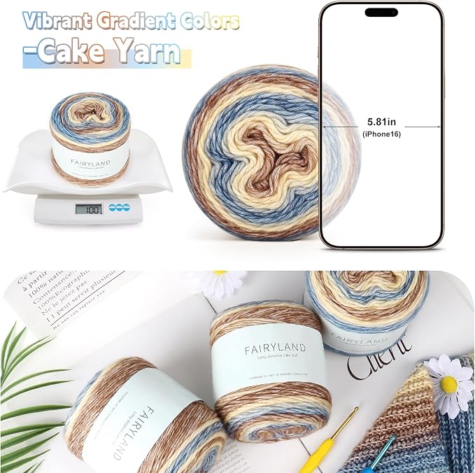 Katech Fairyland Yarn for Crocheting Knitting-4 Packs Gradient Cake Yarn | 100g/3.52 oz-DK Light Weight #3-60% Cotton 30% Acrylic 10% Wool-Perfect for Scarves, Shawls, Blankets and Garments(A)