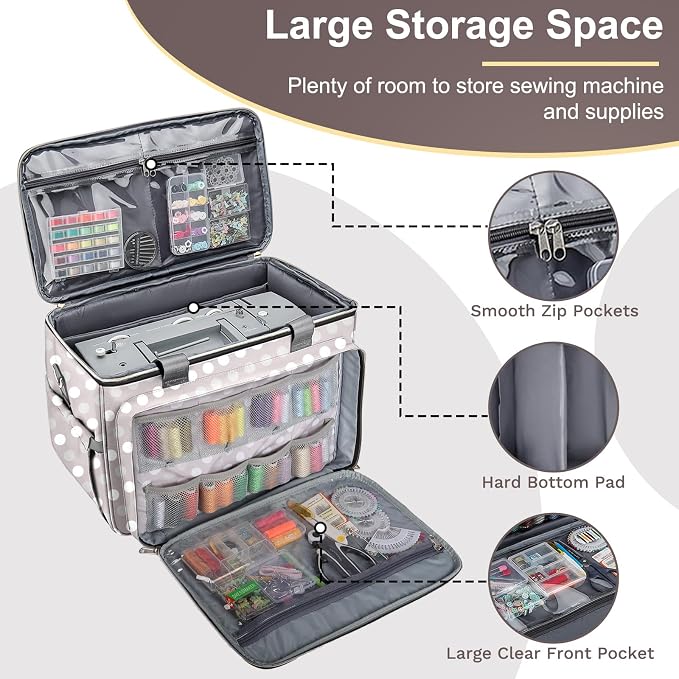 Anitor Sewing Machine Carrying Case with Removable Bottom Padding