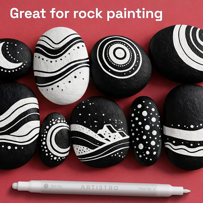 ARTISTRO White Dual-Tip Acrylic Paint Marker Pens - Set of 36 | For Fabric, Rock, Glass, Wood, & Coloring Books, Arts & Crafts Gift, Classroom Must Haves & School Supplies (Dot & Fine Tips)