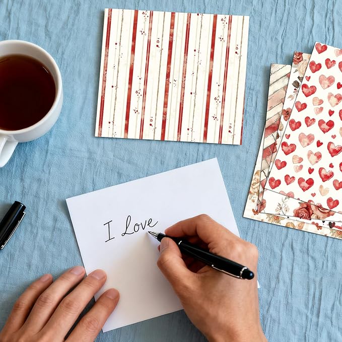 Valentine Scrapbook Paper 6×6, 24 Sheets Scrapbooking Supplies Kit, Single-Sided Patterned Cardstock Supplies for Card Making, Designer Planner Journals