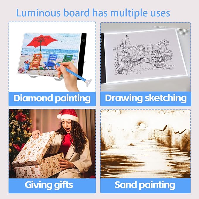 DNSGOOR 186Pcs Diamond Art Accessories Kit with A4 LED Light Pad