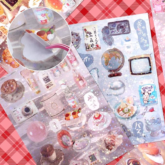 Tmtains 45 Sheets Japanese Manga Style Sticker Book 800+Pcs Heisei Retro Romantic Memory Series Manga Books Style Korean Sticker Aesthetic Japanese Stickers Book for Adults Valentine Gifts (Nebula)