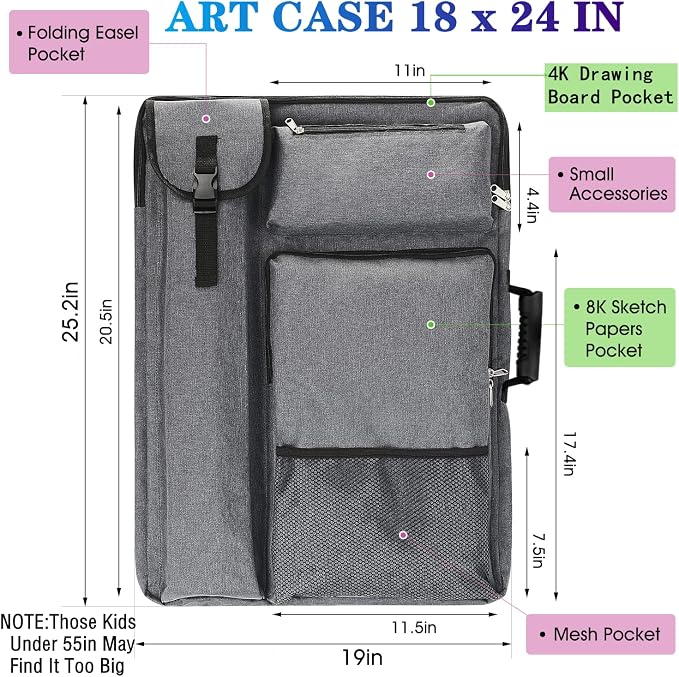 TreochtFUN Art Bags for Supplies Portfolio Case 19x25.5 in Artist backpack