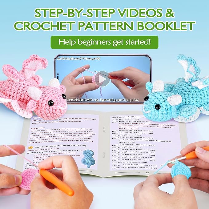 Crochetta Beginner Crochet Kit with Step-by-Step Video Tutorials, Learn to Crochet for Adults & Kids, Knitting Craft Supplies, Hanging Plants Home Decor (40%+ Yarn)