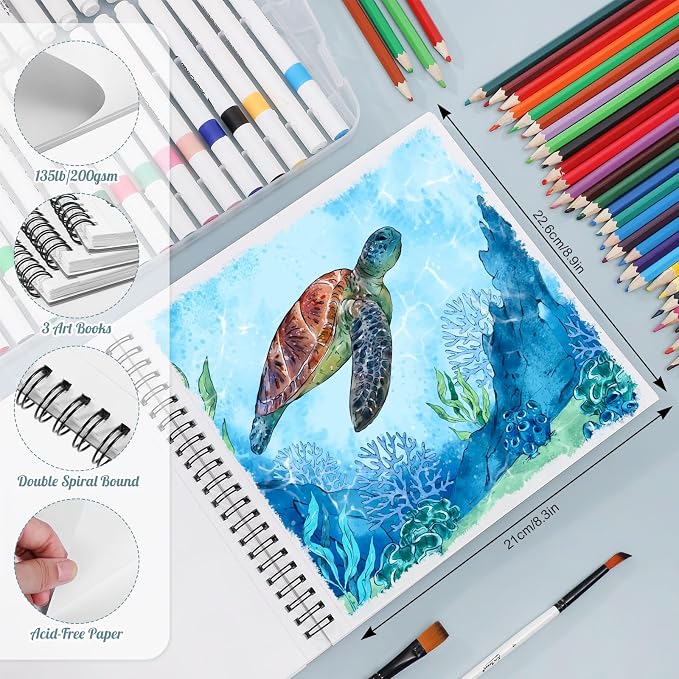 3 Pack Marker Paper Pad, 8.3 × 8.9 in, Double-Sided, 200gsm