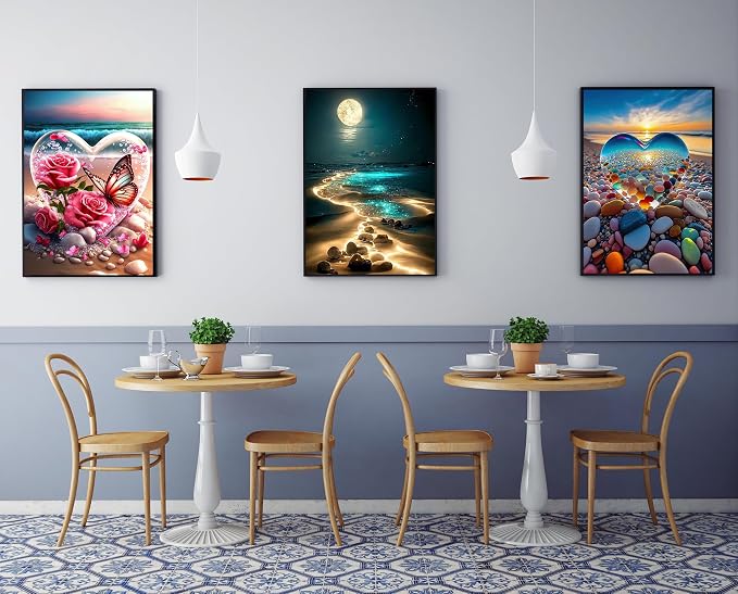 6 Pack Diamond Art Kits for Adults, Beach 5D Diamond Painting for Adults