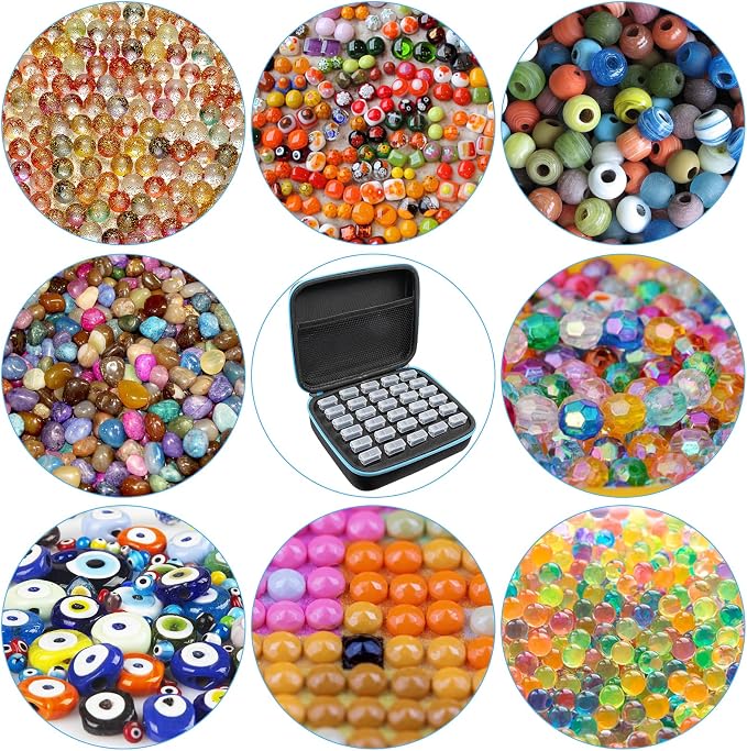 MoeeBtee Diamond Painting Storage Containers, 30 Slots Diamond Painting Accessories and Tools, Diamond Painting Organizer, Diamond Art Storage Case Jewelry Beads Storage Case - Blue