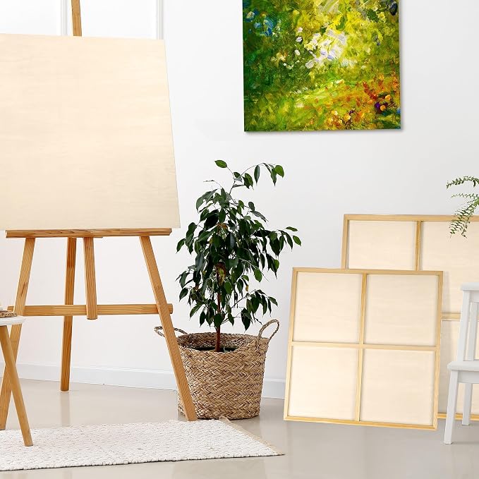 Aodaer 4 Pack Wood Panels 36 x 36 Inch Wooden Panels Canvas Unfinished Craft Wood Boards Panel for Art Crafts Acrylic and Oil Painting Pouring DIY Projects