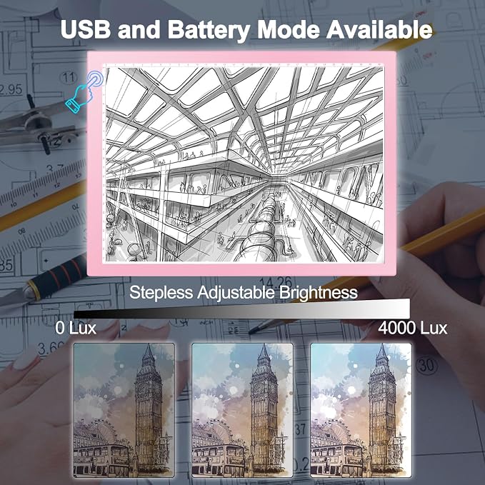 Rechargeable Tracing Light Box, LED Drawing Board for Kids Birthday Gift | Battery Powered Light Pad Copy Table for Stenciling, Sketching, Diamond Art Painting, Toys for Girls Boys Ages 3 4 5 6 7 8-12