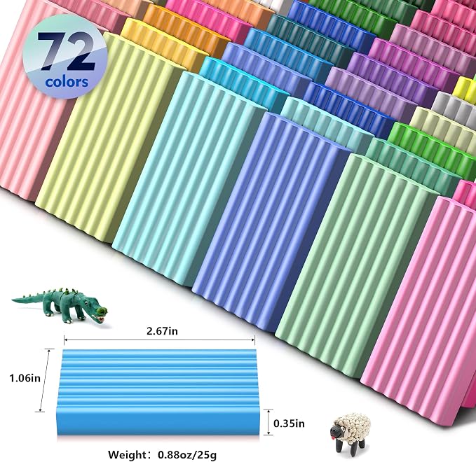 Aestd-ST Polymer Clay Kit 72 Colors, Oven Bake Modeling Clay for Kids | DIY Starter Kit, 20 Sculpting Tools & Accessory, Easy to Shape, Non-Sticky, Colorful, Storage Box, Gift for Kids & Artists