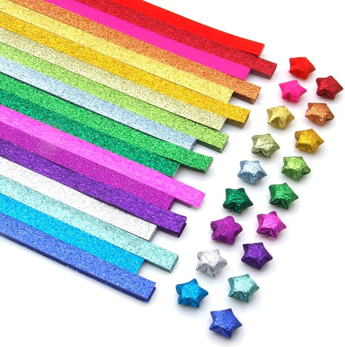 720 Sheets Glitter Origami Star Paper Strips DIY Hand Crafts