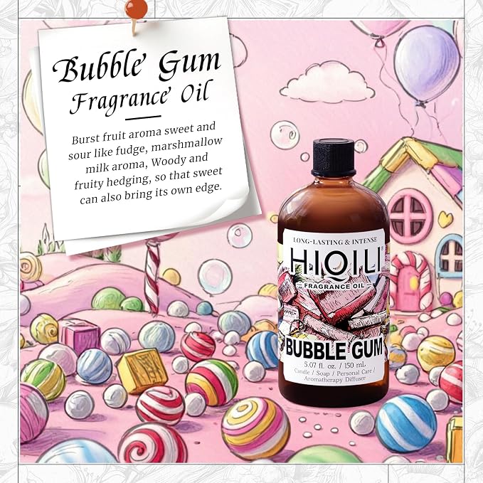 HIQILI Bubble Gum Fragrance Oil for Soap Making & Home Diffsuer - 5.07FL Oz
